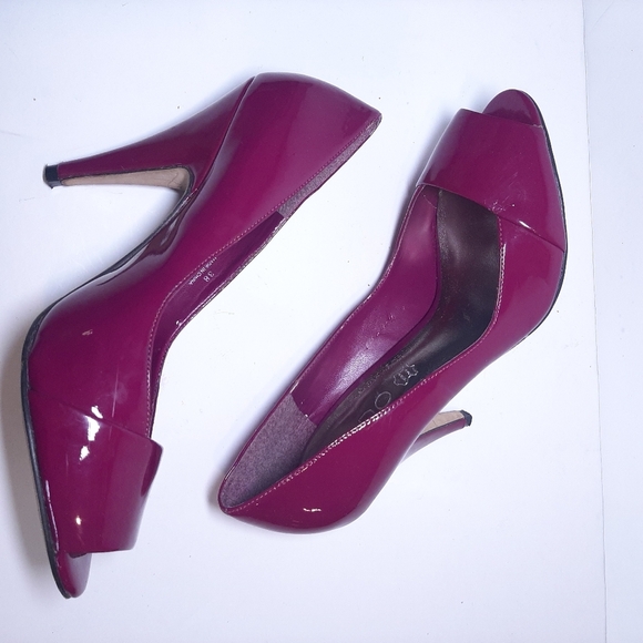 🍁ALDO Patent Leather Open Toe Heels Purple Plum - Picture 6 of 15